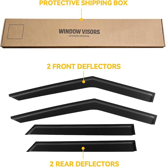 Rain Guards for 2022-2025 Mitsubishi Outlander, Out-Channel Window Visor Shields Vent Deflector Shade Wind Dark Smoke 2023 2024 22 23 24 25, Tape-On Outside-Mount, 4PCS