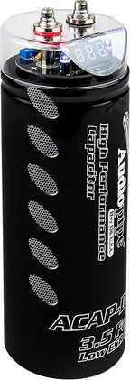 ACAP-D3500 Car Audio 24 Volt Surge Power 3.5 Farad Capacitor Kit for Car Stereo Amplifier with Digital Display and Electronic Protection, Black (3.5 Farad)