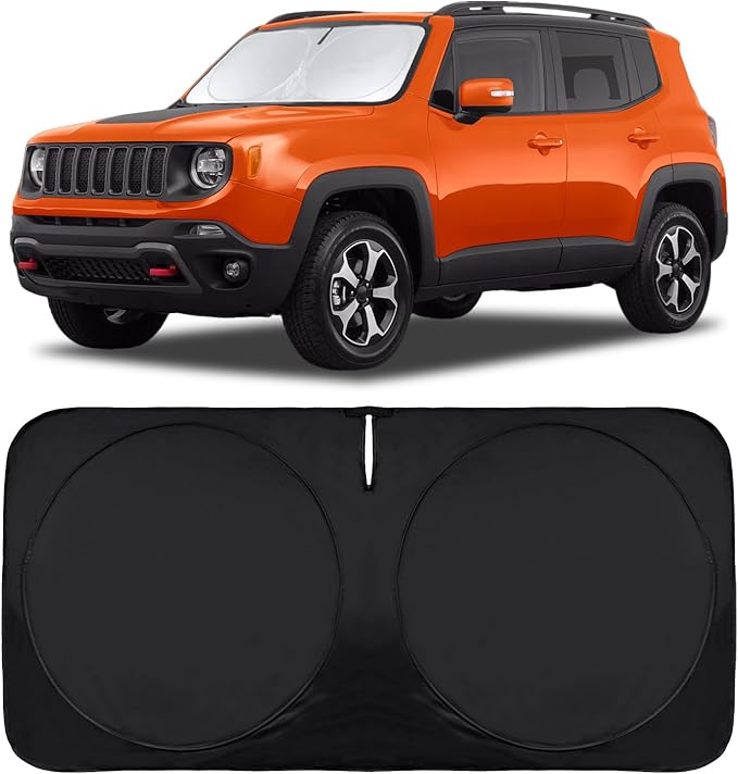for Jeep Patriot Windshield Sun Shade for Jeep Renegade SUV 2015-2024 2025, Front Foldable Sunshade for 2017 Jeep Patriot SUV Car Sun Visor Cover Blocks UV Rays Keep Your Car Cooler