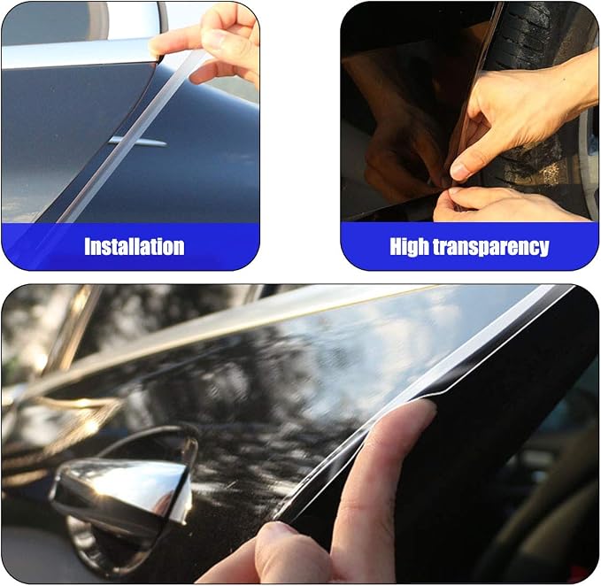 Car Door Transparent Seal Strip Door Edge Cover Guard Strips Entry Sill Guard Scuff Plate Protectors Invisible Universal Anti-Scratch Waterproof Tape for Rear Bumper (33Ft x 1.2In)