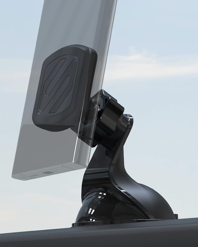 Extra Strength Suction Cup Phone Mount, Magnetic Dashboard/Windshield Mount Cell Phone Holder for Car with 360° Rotation, StickGrip Base & Thick Metal Plate for iPhone and Android, Not MagSafe