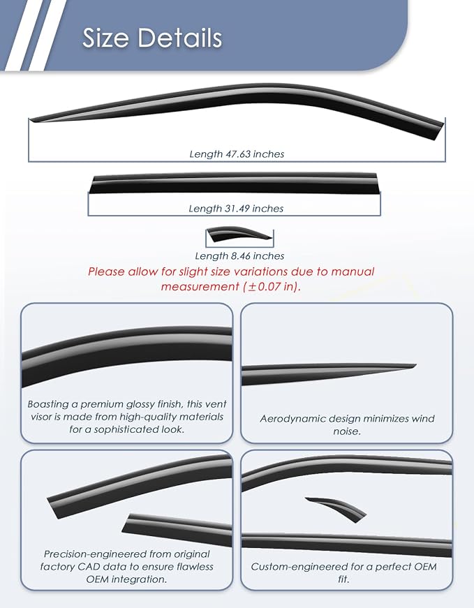 6-pcs Window Rain Guard for Toyota RAV4 2019-2025 RAV 4 Low-Profile Rain Guards Side Window Visors Low Profile Vent Visor Window Deflectors Tape-On Vent Shades Car Accessories