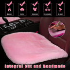 Sheepskin Car Seat Cushion, Comfortable Soft Fur Wool Auto Front Seat Cover, Vehicle Seat Protector Pad for Warm Winter Office Chair, Universal Decor Car Accessories (Pink)