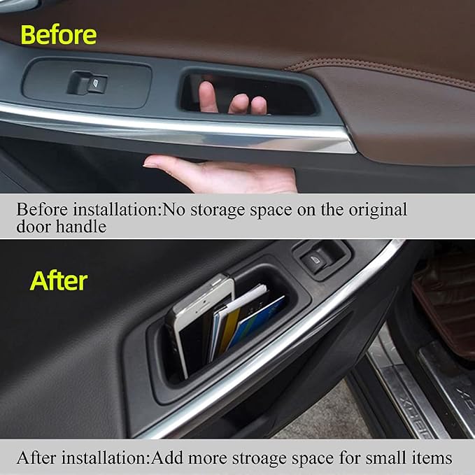 Front Row Door Side Storage Box Compatible with Volvo S60 2009-2017 2018 V60 2009-2017 2018 Armrest Phone Container Door Organizer Handle Pocket ABS Tray Insert Glove Pallet