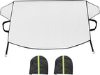 Car Magnetic Windshield Snow Cover, 4-Layer Vehicle Windshield Protection Cover with Side Mirror, Auto Windscreen Sun Shade for Ice Frost Sunlight, Universal for Truck Van Sedan