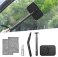 Zpana Car Windshield Cleaning Tool, Vehicle Window Cleaner with Extendable Handle & 2 Washable Microfiber Pads, Automotive Glass Wiper Windscreen Wash Kit, Universal for Vehicles