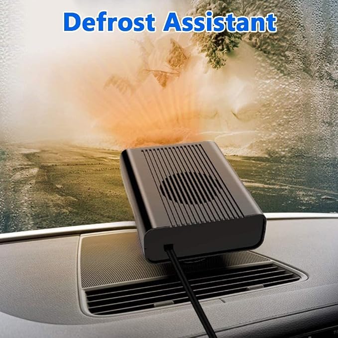 Portable Car Heater That Plugs into Cigarette Lighter, 12V Rapid 2-in-1 Heating & Cooling Windshield Defroster and Demister, Universal Vehicle Heater Fan Suitable for All Cars