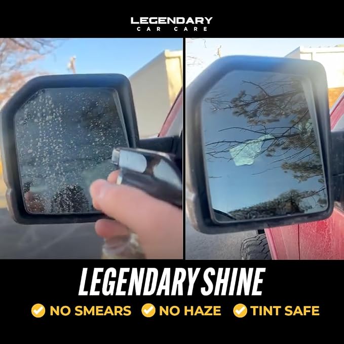 Legendary Glass Cleaner 64oz (Half Gal.) - Auto Window Cleaner Spray for Car Windows & Windshield - No Streaks, Ammonia-Free, Tint Safe - Interior/Exterior Use