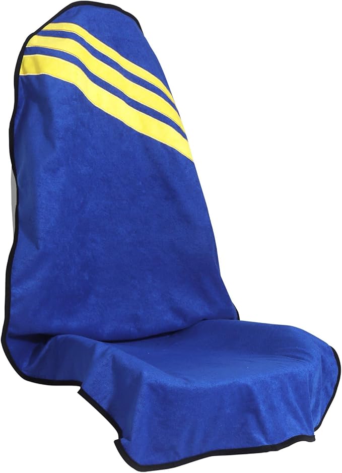 Waterproof Car Towel Seat Covers Front Seats for After Gym Workout,Auto Universal Interior Sweat Towels Cloth Bucket Carseat Cover Protector for Trucks SUV RV Boat Van (Blue with Yellow)