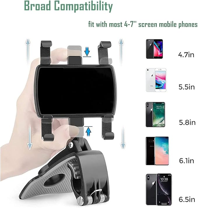 Car Phone Holder Mount,360 Degrees Rotation Dashboard Phone Holder for iPhone,Samsung,Google,Nokia,and 4 to 7" Smartphones