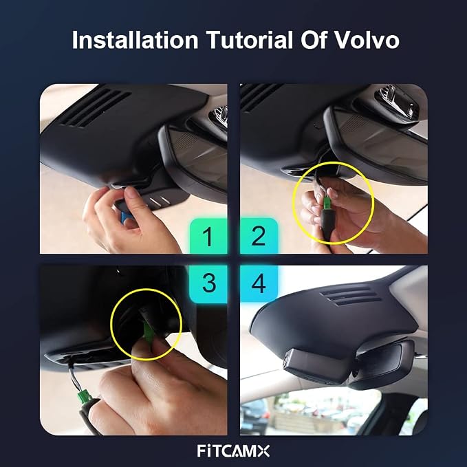 Front 4K+Rear 1080P Dash Cam Adapts for Volvo XC90 2016-2022 T5 T6 T8 (Model A), Integrated OEM Look, Dual HD Video, Loop Recording, Built-in WiFi & APP, G-Sensor, Easy to Set, 128GB Card