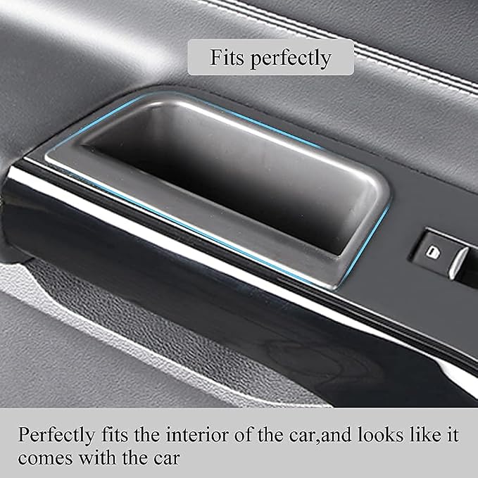 4PCS Door Grab Tray Door Organizer Compatible with Ford Explorer 2020 2021 2022 2023 2024 2025 Armrest Phone Container Handle Insert ABS Tray Storage Box Glove Pallet