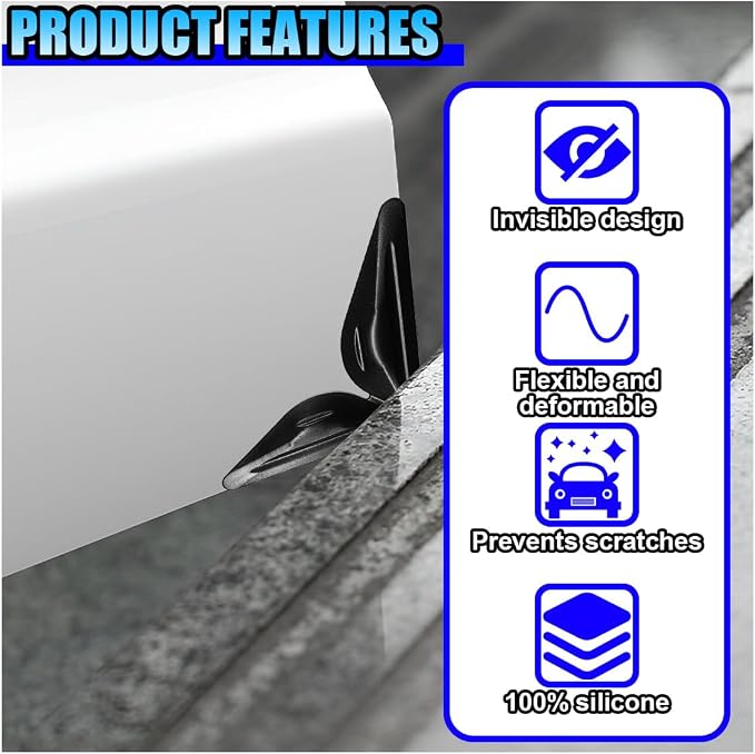 4PCS Car Door Edge Guards Protectors, Self-Adhesive Car Side Door Corner Protector Anti-Collision Trim Sticker, Anti-Rub Vehicle Exterior Decorative Accessory for Cars Trucks SUVs (Black)