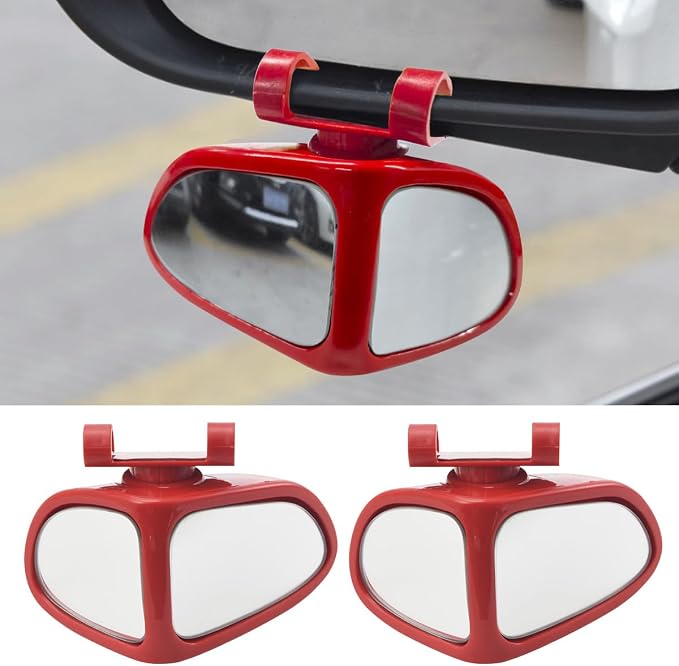 YoRise 2PCS Car Blind Spot Mirrors, 360° Adjustable Wide Angle Auxiliary Rear View Mirror, HD Glass Side Mirror Blindspot, Universal Car Convex Mirrors for Most Vehicles (Red)