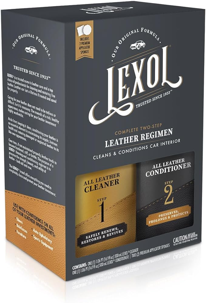 Leather Cleaner & Conditioner Kit by for Furniture, Car Interior, Shoes, Handbags, Includes 2 Application Sponges, Two-Step System, 16 Oz Each