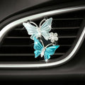 ZIMISI Car Vent Clip, Dual Butterfly Air Vent Clips, Bling Diamond Car Diffuser Clips, Cute Air Conditioning Outlet Decoration, Butterfly Car Accessories for Women (1Pc/Blue)