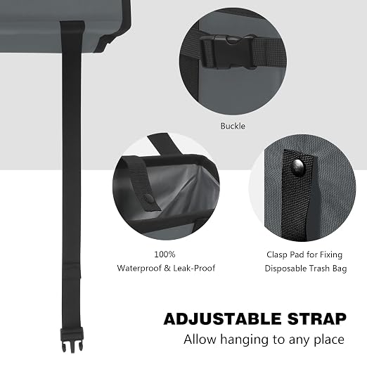 Car Trash Can, Leak-Proof Waterproof Trash Bin Collapsible Portable Auto Garbage Bag Large Capacity Trashcan Storage Bag Multipurpose Car Organizer Hanging (Gray)