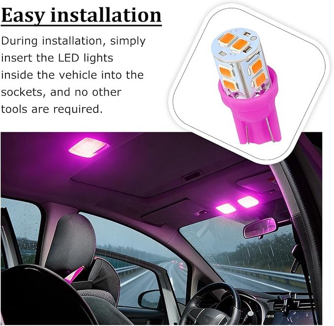 24PCS LED Interior Car Lights, T10 31mm 41mm Dome Bulb Kit, Purple | 194 168 2825 DE3175 578 sockets, alloy PCB, output for map trunk license tag, plug in, automotive accessories