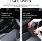 Car Trash Can, Leather Foldable Hanging Trash Bag, Multi-Function Mini Storage Box Garbage Can for Car Back Seats and Side Door, Black