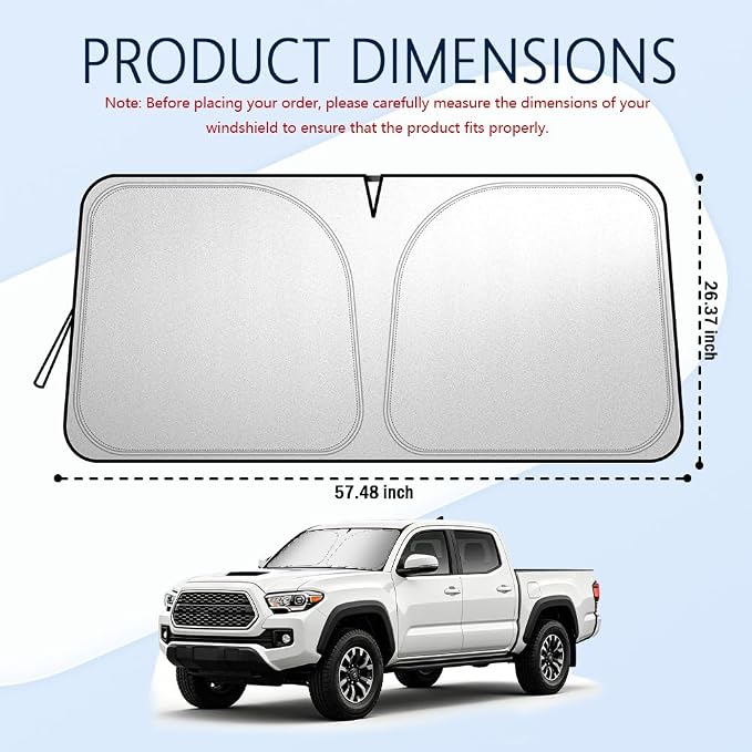 Car Windshield Sun Shade Foldable,2026 Upgraded Car Shade Front Windshield Compatible with Toyota 2016-2026 Tacoma,Sunshade for Cars Windshields with Storage Bag