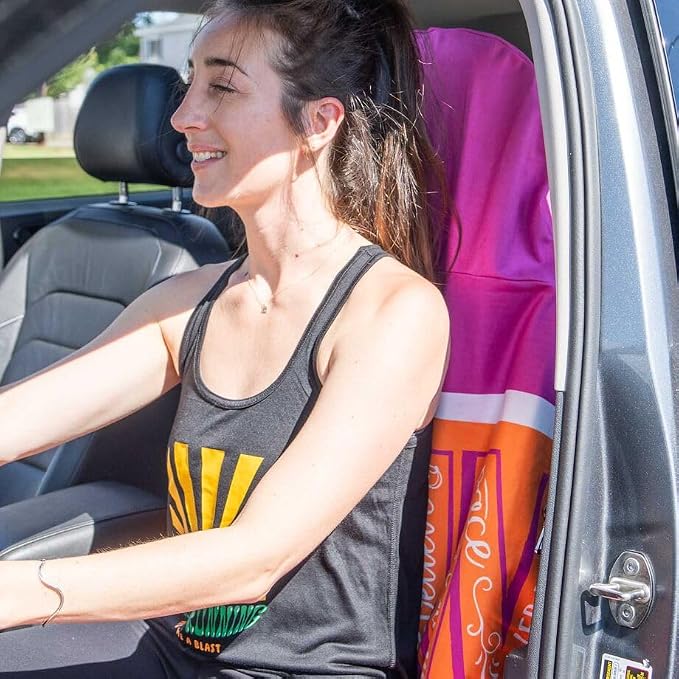 Car Seat Towel Cover – Hooded Moisture-Wicking Microfiber Seat Protector – 30" x 60" – for Runners and Outdoor Enthusiasts – Run with Inspiration