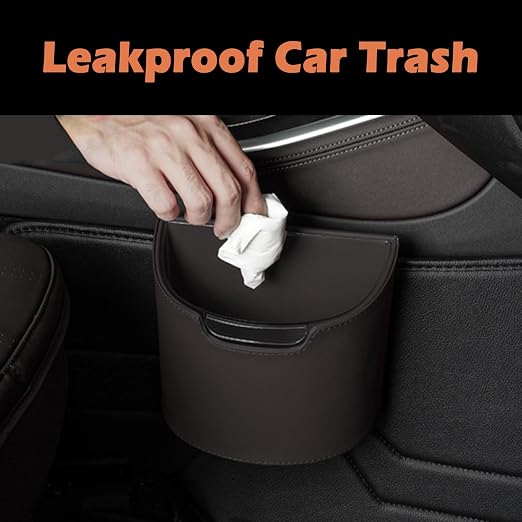 Leakproof Car Trash Can,Mini Car Trash Bin for SUV and Truck,Small Removable Liner Garbage Can,Waterproof Automotive Trash Can for Vehicle,Home,Office,Multipurpose,Easy to Clean (Wine Red)