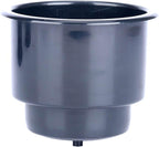 (Set of 4) Amarine-Made Black Recessed Drop in Plastic Cup Drink Can Holder with Drain for Boat Car Marine Rv - Black