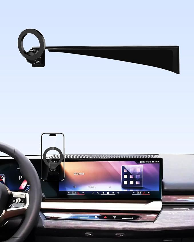 PZK Car Phone Holder for 2024-2026 BMW 5 Series/BMW i5 /BMW 530i 540i 550e | 14.9-Inch Screen Fixed Clip, Magnetic Car Phone Holder Compatible with Magsafe, Hands-Free 360° Rotation Phone Cradles