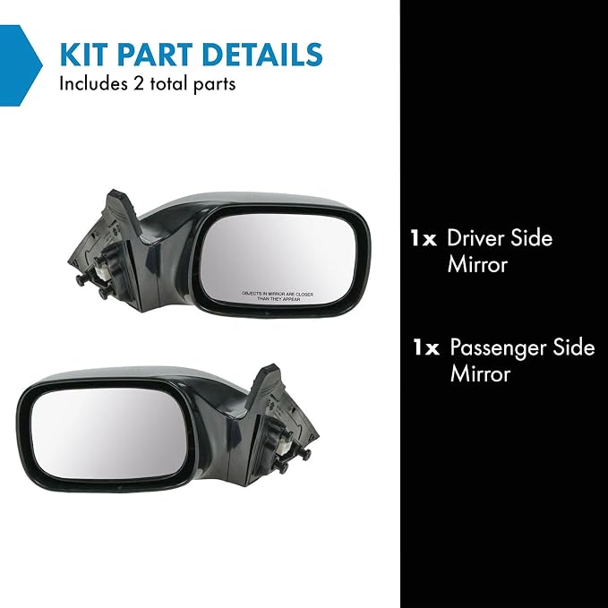 2 Piece Driver and Passenger Side Mirror Assembly Set Electric Adjustment Non-Heated No Memory Black Compatible with 2005-2010 Toyota Avalon XL Without Nav TO1320225 TO1320235 TO1321225 TO1321235