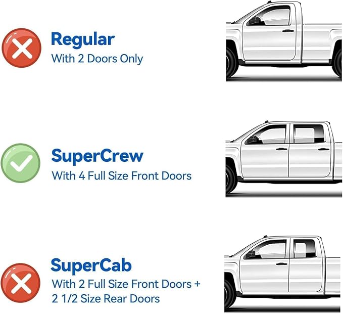 Window Visors Rain Guards for 2017-2026 Ford F250 F350 F450 F550 Super Duty SuperCrew, Out-Channel Window Vent Wind Deflectors Visors Shades for 17-26 F-250~F-550 SD Crew Cab, for Full-Size Cabs