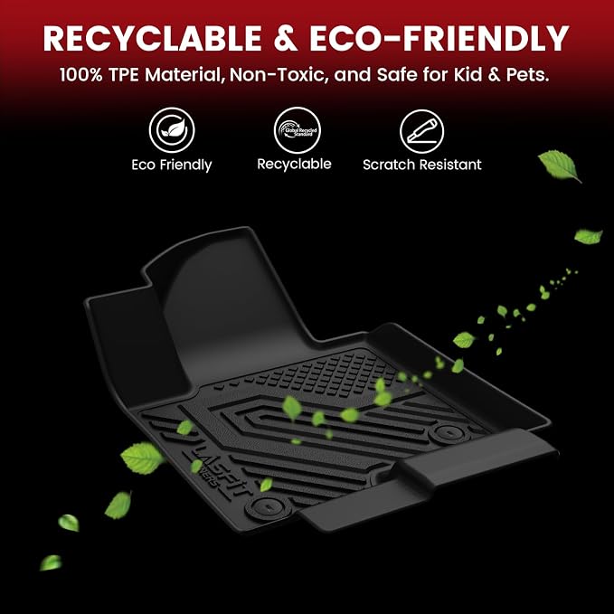 Floor Mats for Hyundai Sonata Gas & Hybrid 2019 2018 2017 2016 2015 & KIA Optima 2016-2020, All Weather TPE Custom Fit Car Accessories Floor Liners 1st & 2nd Row Car Mats, Black