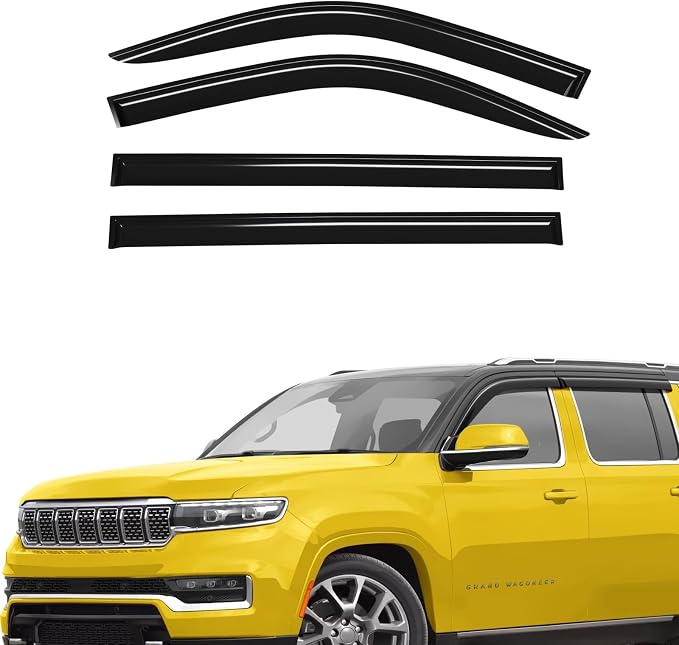 Extra Durable Window Deflectors Tape-On Window Visors Rain Guards Fit for Jeep Grand Wagoneer 2022-2026, Sun Visors, Wind Vent for Shades, Exterior Car Accessories - 4pcs. AG0638