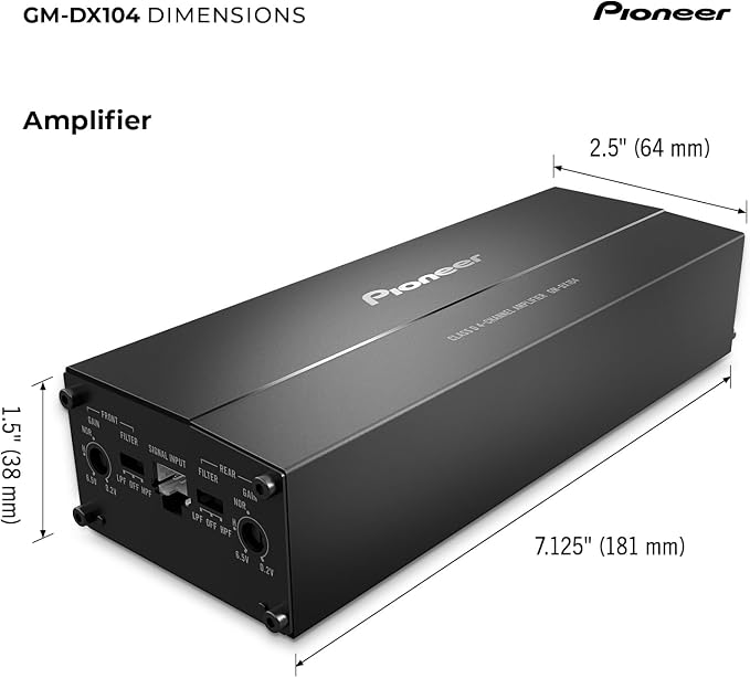 GM-DX104 4-Channel Car Amplifier – 400W Max, Efficient Class D, Bridgeable Design, Hi-Res Certified, Gold terminals, Clean Output, Low Interference