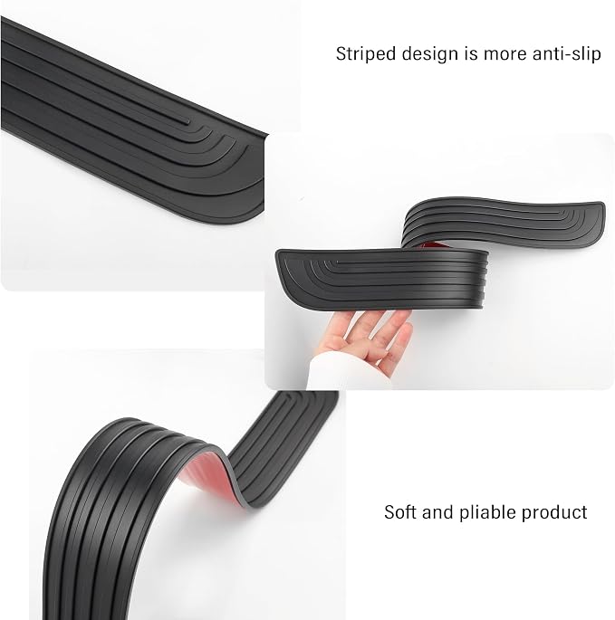 4PCS Car Door Sill Protector,Anti-Scratch Rubber Car Door Protector Edge Guards for Door Steps,Universal Waterproof Door Threshold Strips Exterior Accessories for Car Truck SUV (Black, Width 1.57")