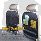 Kick Mats with Organizer, Waterproof Kick Mats Backseat Protector, Durable Car Seat Back Protectors for Vehicles to Protect from Dirt, Mud & Scratches, Fits Most Vehicles
