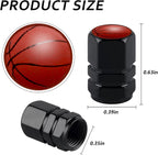 4Pack Basketball Tire Valve Caps Universal Tire Air Cap Valves Stem Covers | Aluminum Alloy Rust-Proof Valve Stem Caps, for Auto SUV Truck Motorcycle Bicycle, Basketball Gifts for Women Men Drivers