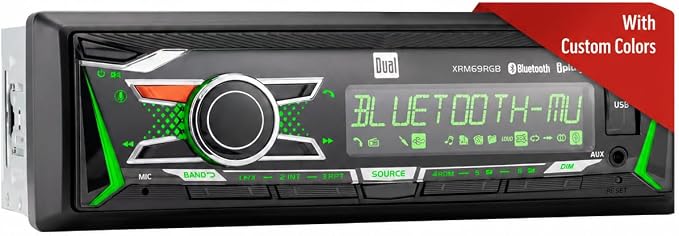 XRM69RGB Single DIN Car Stereo RGB Bluetooth & AM/FM | Customizable RGB colors, hands-free Bluetooth calling & streaming, push to talk voice assistant, USB playback