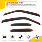 Window Visor Rain Guards Compatible with 1999-2011 Ford Ranger & 1999-2010 Mazda B2300/B2500/B3000/B4000 Super/Extended Cab Tape-On Wind Deflectors Vent Visors for Trucks Accessories 4pcs