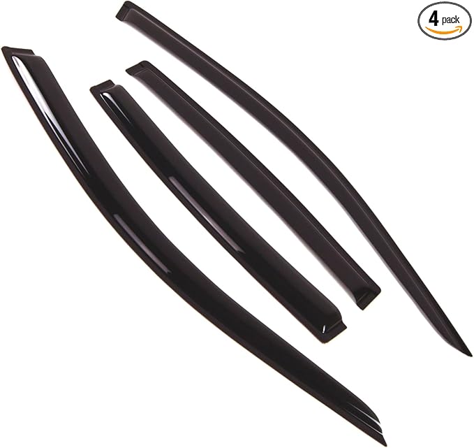 Outside Mount Window Vent Visors Rain Guards Compatible with Chrysler Sebring 2007-2010 | Side Window Wind Deflectors Rain Shields | Smoke Tinted, 4 Pcs Set, DGWV-095