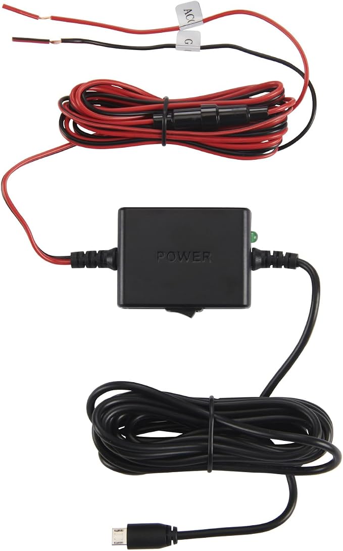 Cobra 2.5A Micro USB Hardwire Kit for SC Series Dash Cams - 15ft Cable, Enables Parking Mode and Motion Detection Features (Select Models)