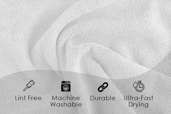 Microfiber Cleaning Cloths (Value Pack of 36) - Size 16 x 16 Inches, Highly Absorbent Cleaning Rags, Lint Free, Reusable and Washable, Microfiber Towels for Cars
