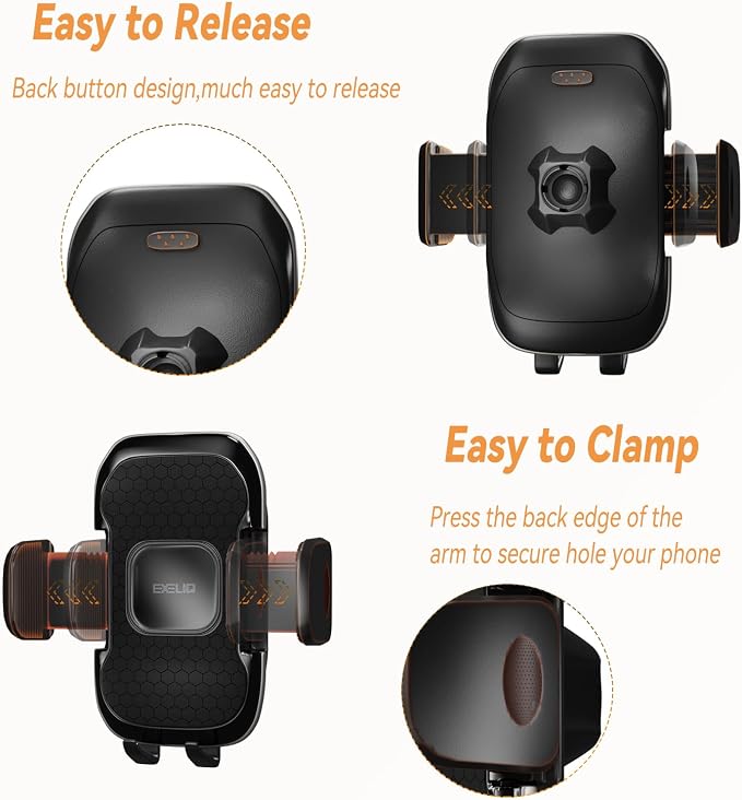 Cup Holder Expander with Phone Mount for Car, 2-in-1 Adjustable Cup Holder Fits Large Bottles, Tumblers & Fast Food Drinks, Universal Phone Mount 360° Rotating Arm for 4.7–7" Phones