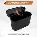 Car Trash Can, Mini Portable Car Bin with Lid & with 1 Roll Trash Bag, Leakproof Hanging Cars Storage Bag Container for Car, Home and Office (Black)