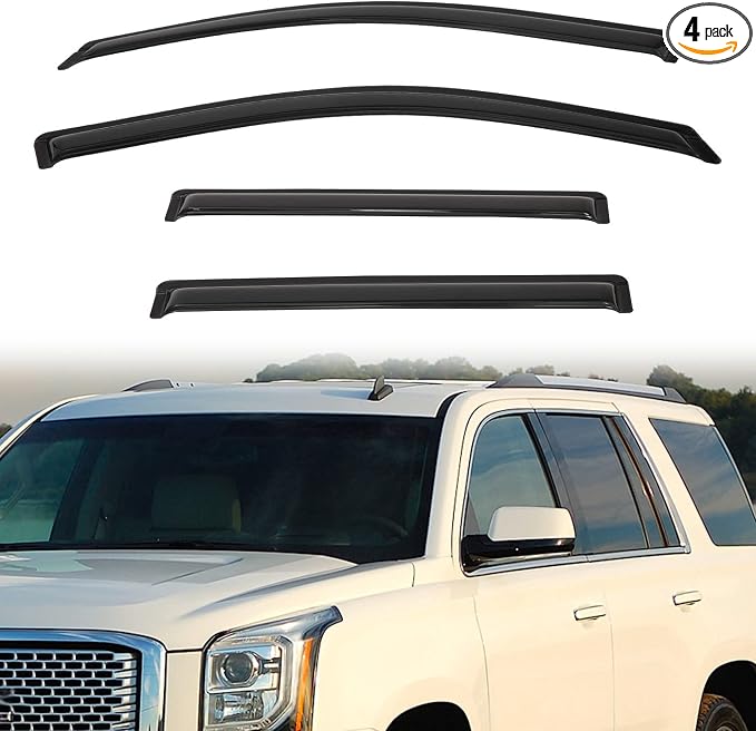 Rain Guards Compatible with 2015-2020 GMC Yukon/Chevy Tahoe/Cadillac Escalade Tape-On Vent Deflector Window Visors Car Accessories
