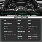 Diamond Leather Bling Steering Wheel Cover, Universal Car Steering Wheel Protector with Crystal Rhinestones Anti-Slip Soft Interior Accessories for Women and Girl Fit 15 inch -Black