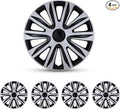 17 Inch Hubcaps Set of 4 Universal Wheel Rims Cover Hubcaps | Snap On Car Truck SUV Steel Wheels Hubcap and Durable ABS+PC Material (17-Inch-B, Silve Black)