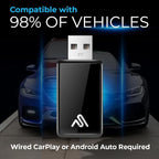 Wireless CarPlay Adapter for iPhone & Android Auto – Plug & Play, Fast Auto-Connect, Compatible with Factory Wired CarPlay, Stable Dual-Band Connection – WUA-8PRO
