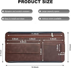 Car Sun Visor Organizer, Leather Sun Visor Pocket Organizer Case with Multi-Pocket Net Zipper, Suede Note Holder Car Visor Storage Pouch for Card Pen Sunglasses Document (Brown)