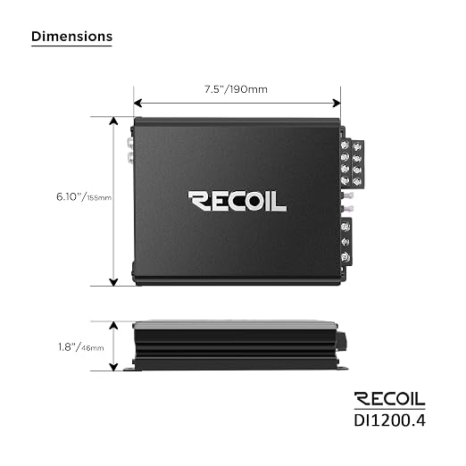 DI1200-4 Full-Range Class-D 4-Channel Car Audio Amplifier, 2,400 Watts, 2-4 Ohm Stable, MOSFET Power Supply, Bridgeable