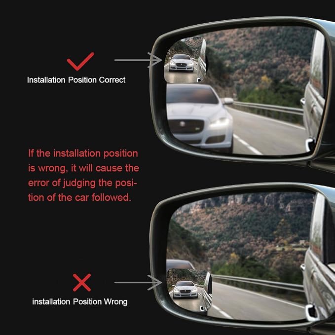 Frameless Blind Spot Mirror for Cars - 2 Pack HD Glass Convex Rear View Mirror, 360° Rotate Sway Adjustable Side Mirror for SUV, Truck, Van - Driving Safety Accessories